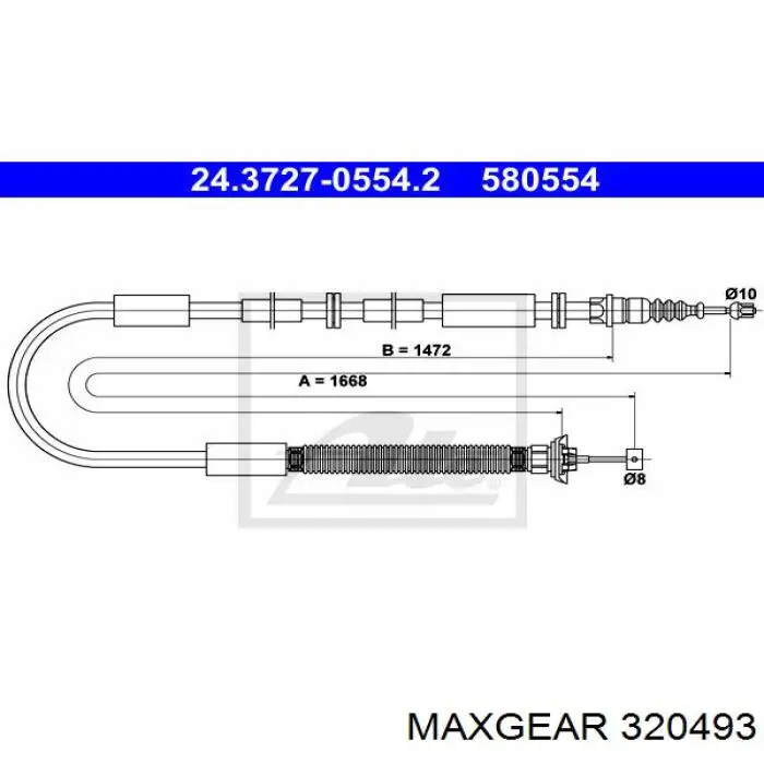 Трос стояночного тормоза задний правый Fiat/Alfa/Lancia 51718093 цена, от 15.50 USD