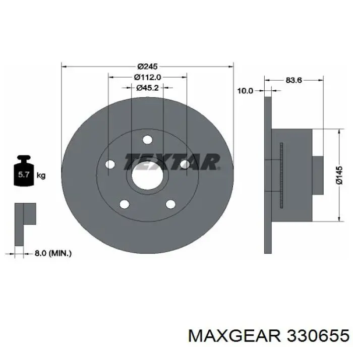 Передняя ступица 330655 Maxgear