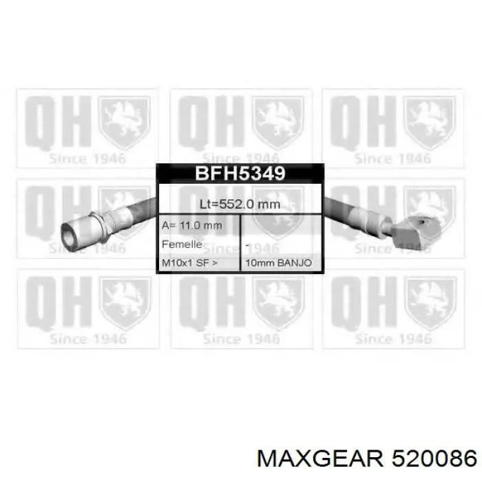 Шланг тормозной передний 520086 Maxgear