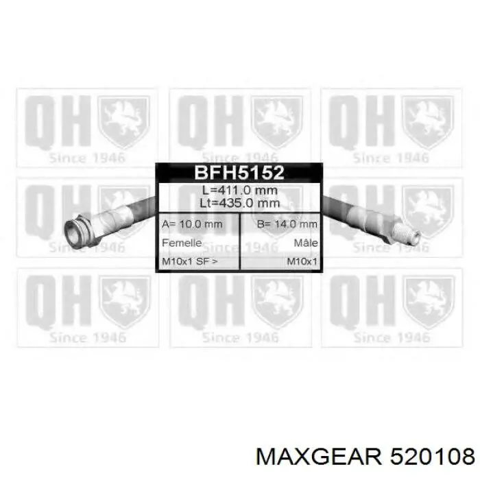 Купить 520108 Maxgear Шланг тормозной передний