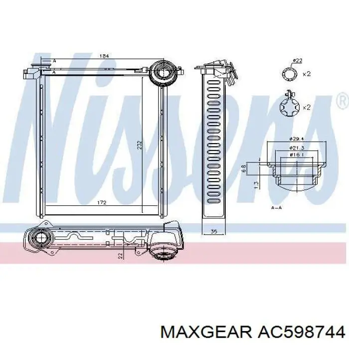 Радиатор печки (отопителя) Maxgear AC598744 цена, от 45.27 USD