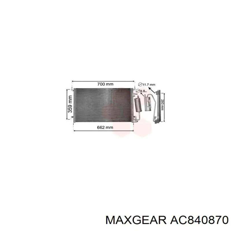 Радиатор кондиционера AC840870 Maxgear