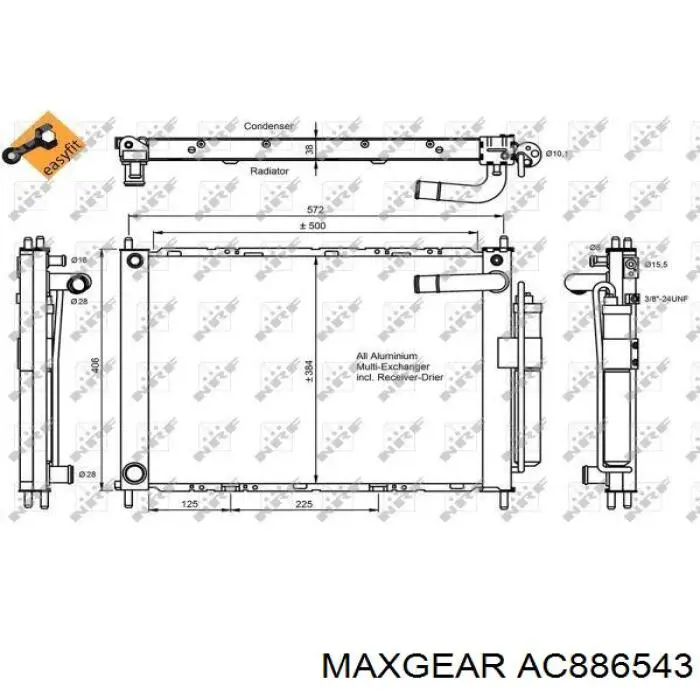 Радиатор охлаждения двигателя MAXGEAR AC886543