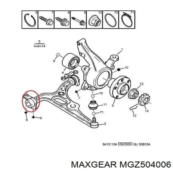 MGZ504006 Maxgear Сайлентблок нижнего переднего рычага