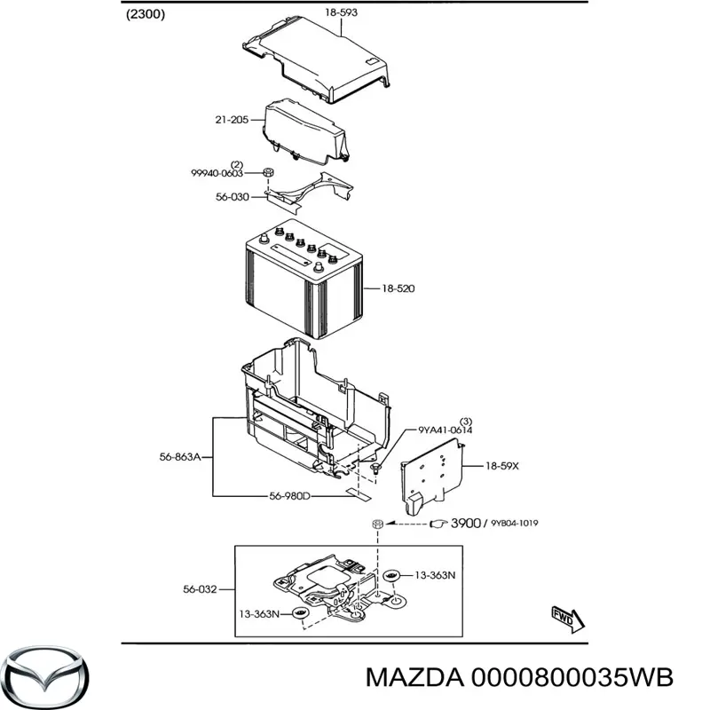 Batería de arranque 0000800035WB Mazda