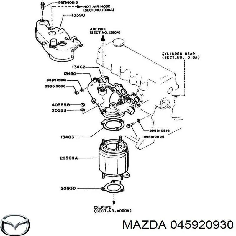 045920930 Mazda прокладка приемной трубы глушителя