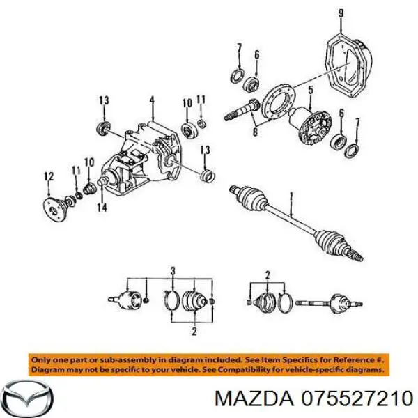 Подшипник дифференциала заднего моста Mazda 075527210 цена, от 201.88 USD