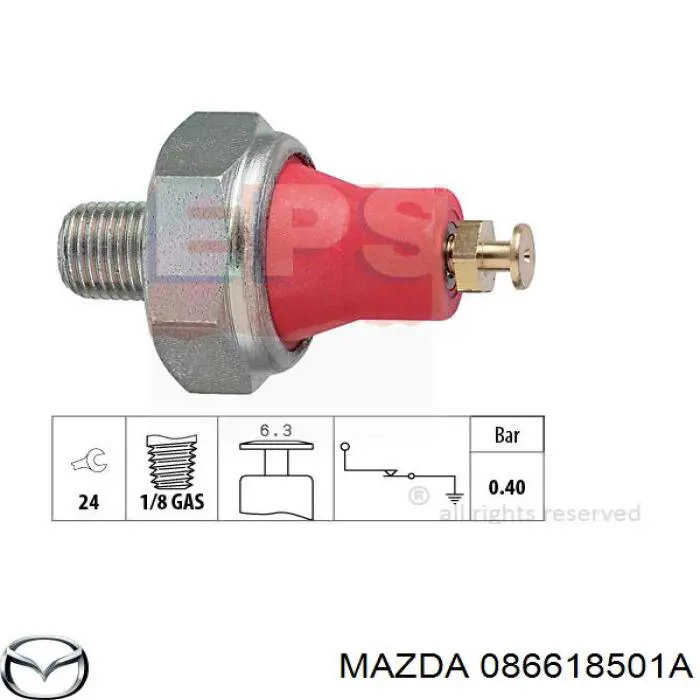 Indicador, presión del aceite 086618501A Mazda