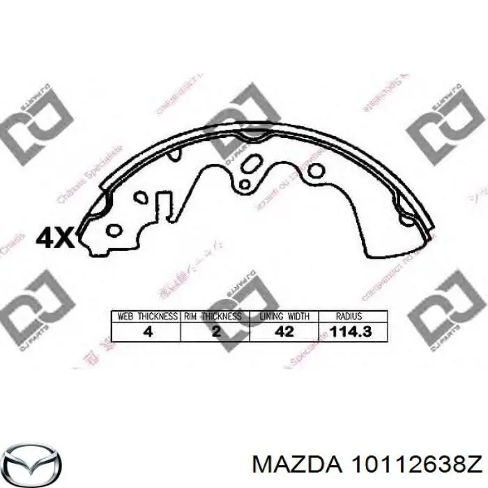 Задние барабанные колодки 10112638Z Mazda