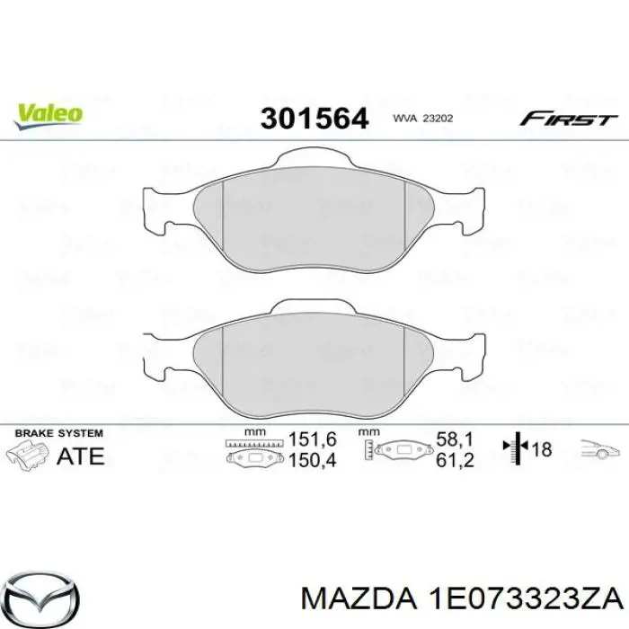 Колодки Mazda 1E073323ZA цена, от 19.00 USD