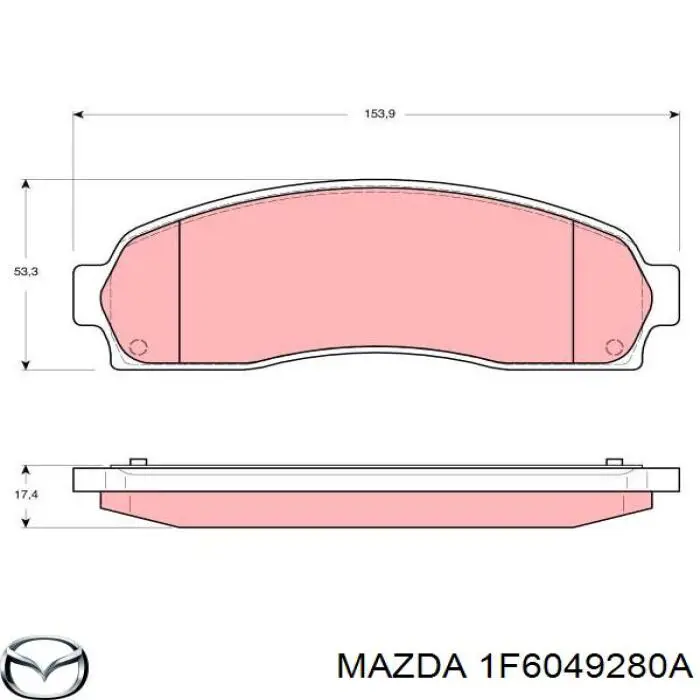 Передние тормозные колодки 1F6049280A Mazda