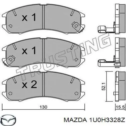 Передние тормозные колодки 1U0H3328Z Mazda