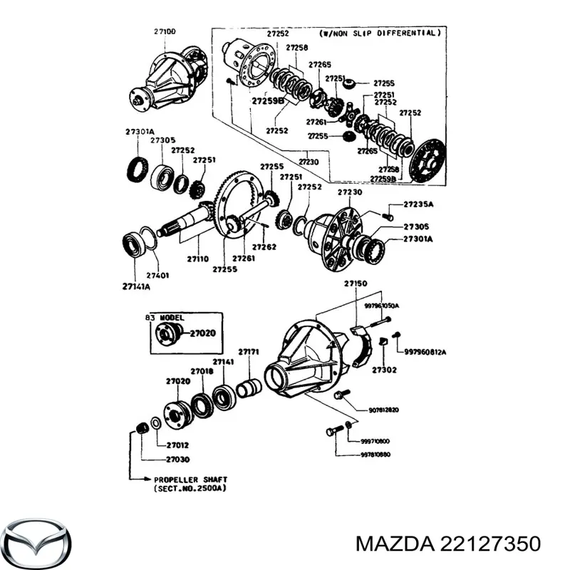 Rodamiento caja de cambios 22127350 Mazda