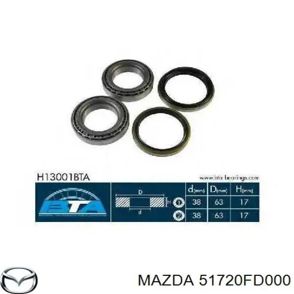 Комплект подшипника ступицы колеса Mazda 51720FD000 цена, от 9.66 USD