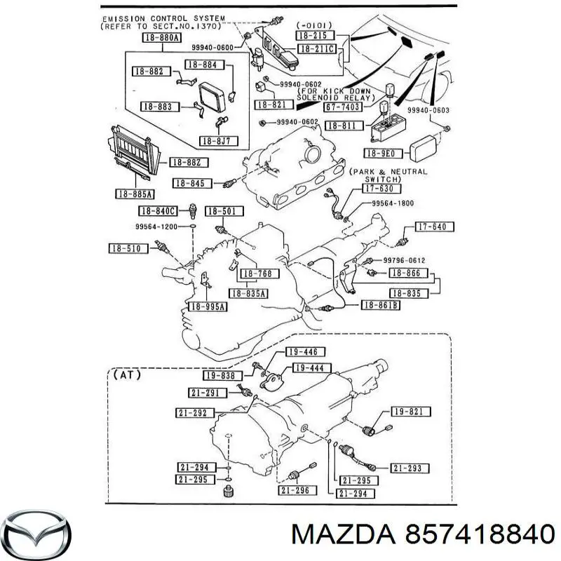 857418840 Mazda датчик температуры охлаждающей жидкости