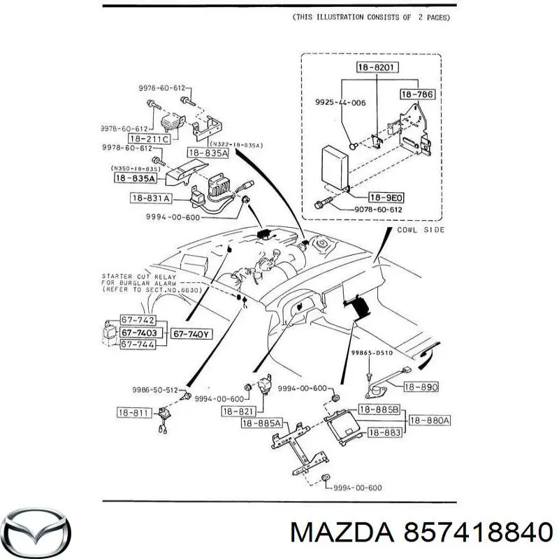 Sensor de temperatura del refrigerante 857418840 Mazda