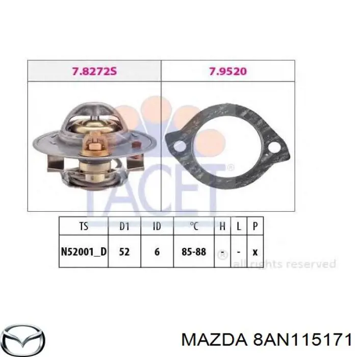 Термостат в корпусе Mazda 8AN115171 цена, от 8.86 USD