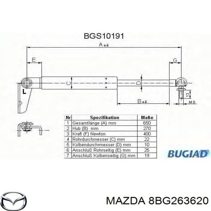 G22563620 Mazda амортизатор багажника