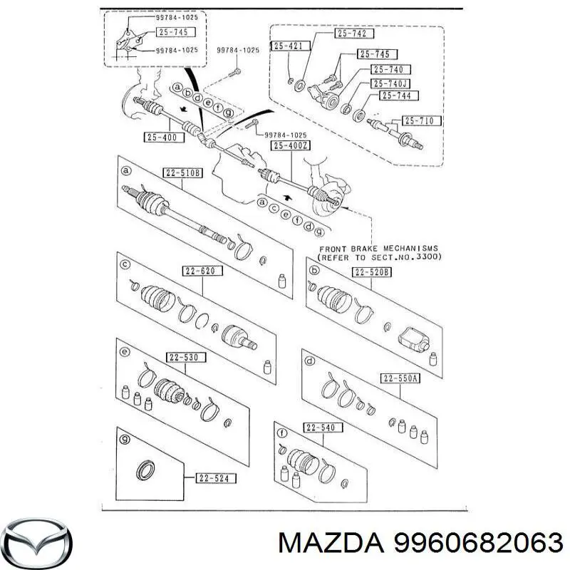 9960682063 Mazda подвесной подшипник передней полуоси