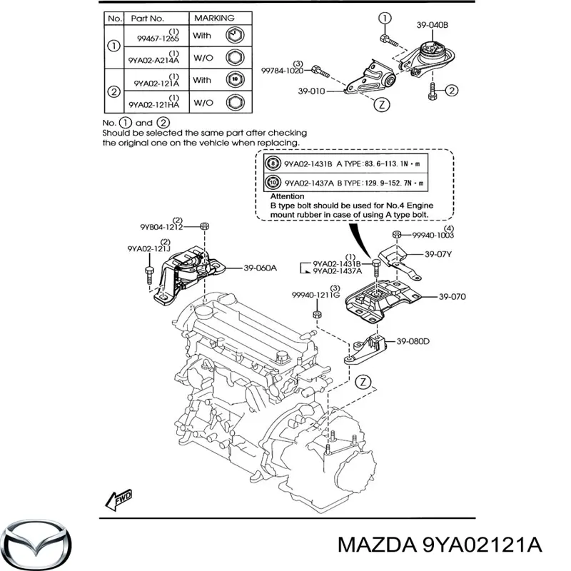  Mazda 9YA02121A цена, от 11.84 USD