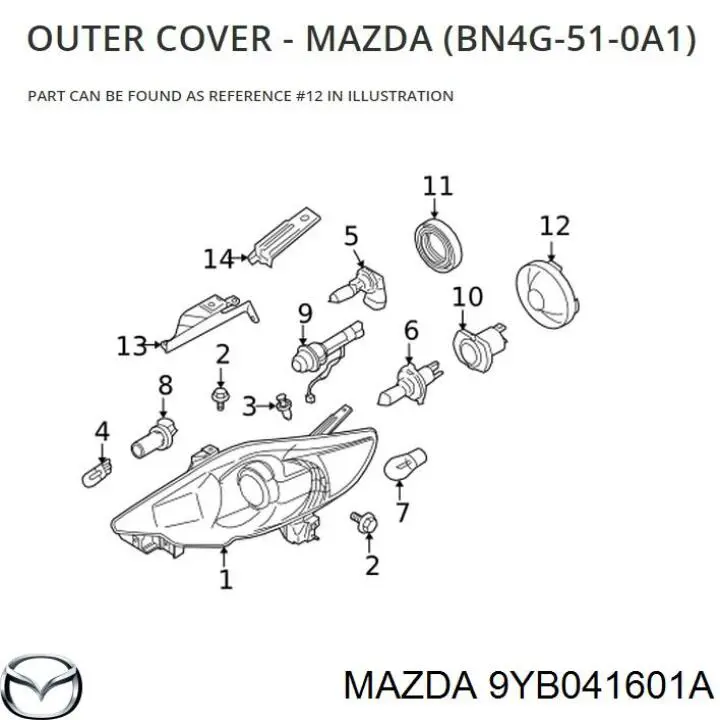  Mazda 9YB041601A цена, от 50.92 USD