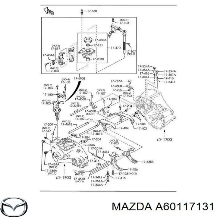 Vedação da haste de mudança da caixa de mudança para Mazda 3 (BK12)