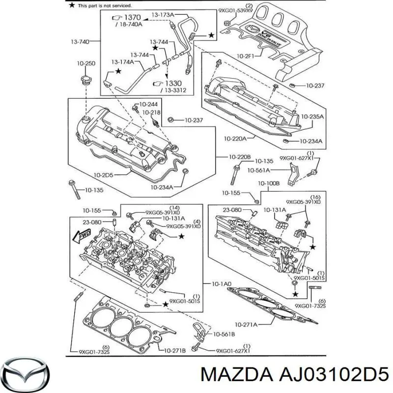 Прокладка клапанной крышки двигателя левая Mazda AJ03102D5
