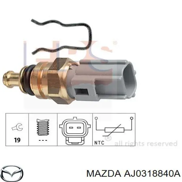 Датчик температуры охлаждающей жидкости AJ0318840A Mazda