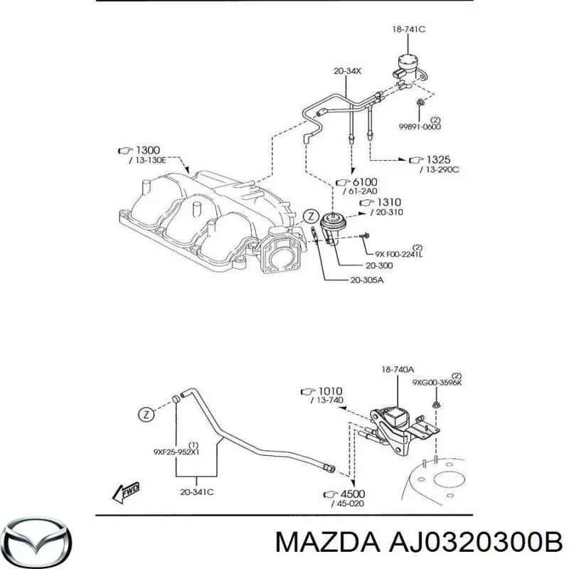 Клапан EGR рециркуляции газов Mazda AJ0320300B