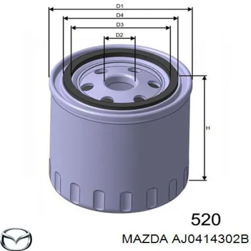 Filtro de aceite AJ0414302B Mazda