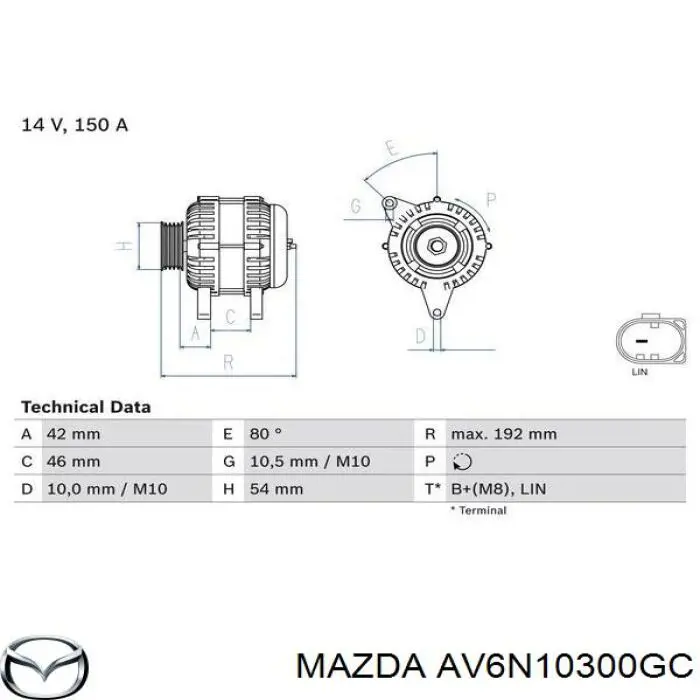 Автомобильный генератор Mazda AV6N10300GC цена, от 67.72 USD