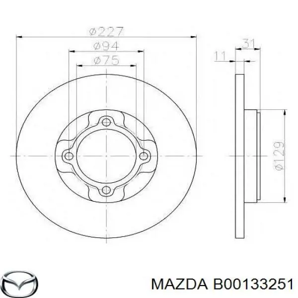 Тормоз дисковый передний Mazda B00133251 цена, от 12.80 USD