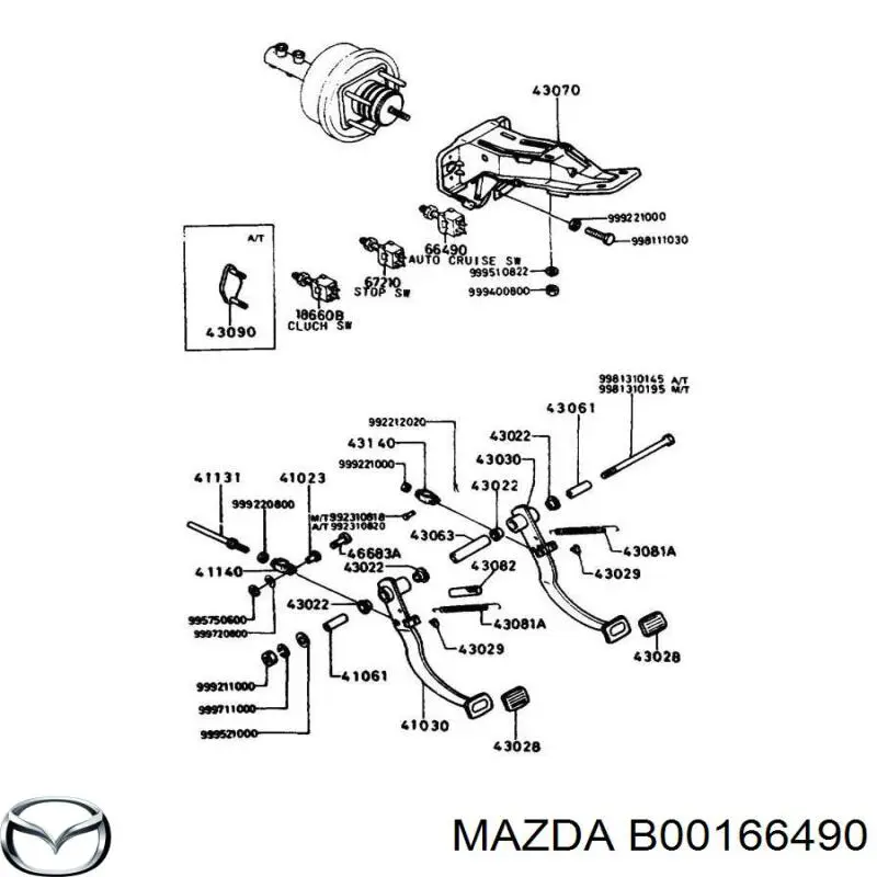 B00166490 Mazda датчик включения стопсигнала