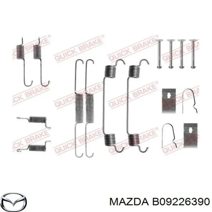 B09226390 Mazda Комплект монтажный задних барабанных колодок