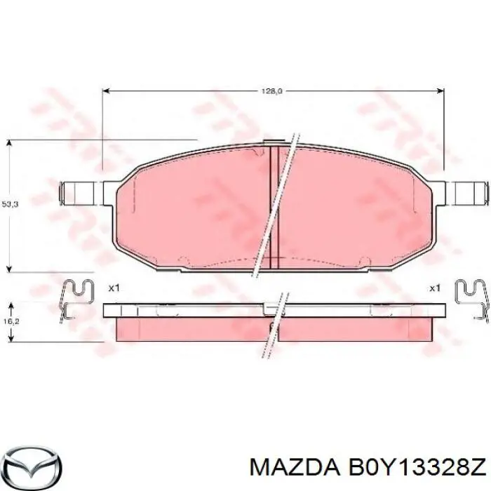 Передние тормозные колодки B0Y13328Z Mazda