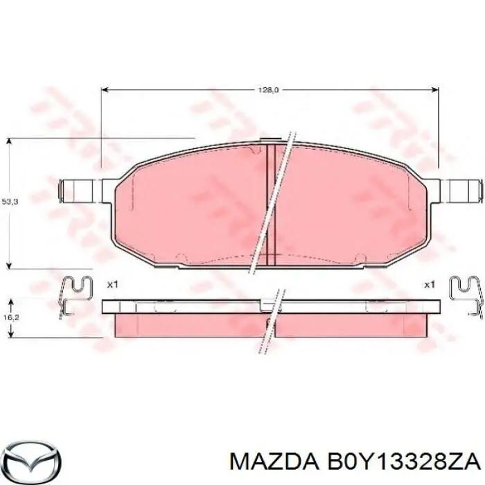 Передние тормозные колодки B0Y13328ZA Mazda