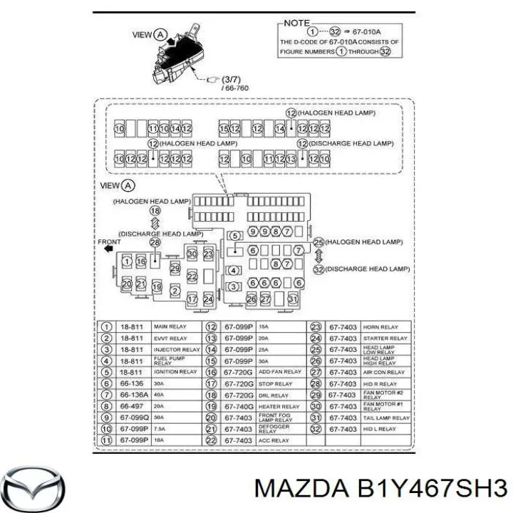 Купить B1Y467SH3 Mazda Разъем (фишка) фары