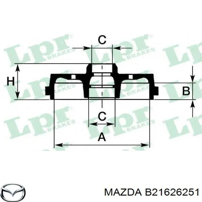 Тормозной барабан B21626251 Mazda