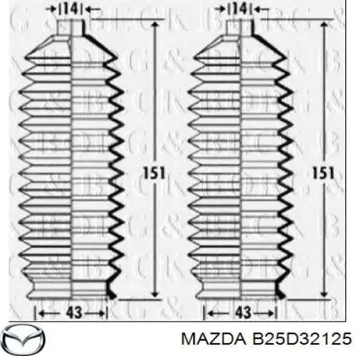 B25D32125 Mazda пыльник рулевой рейки