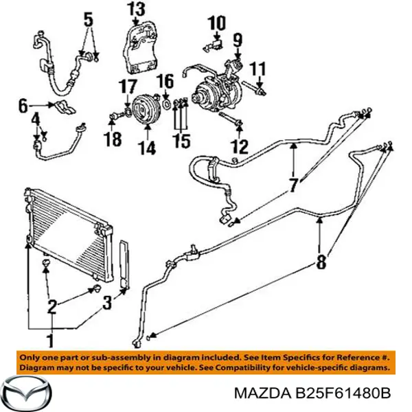 Радиатор кондиционера B25F61480B Mazda