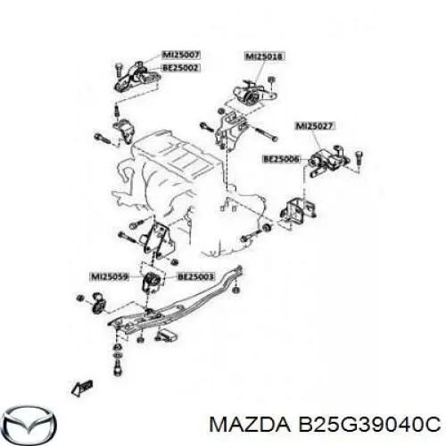 B25G39040C Mazda подушка (опора двигателя задняя)