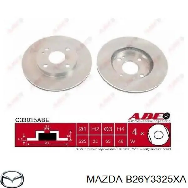 Передние тормозные диски B26Y3325XA Mazda