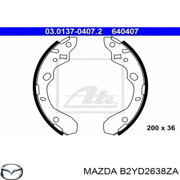 Задние барабанные колодки B2YD2638ZA Mazda