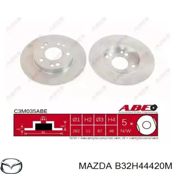 B32H44420M Mazda cabo do freio de estacionamento traseiro esquerdo