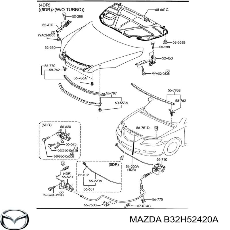 Gozno da capota esquerdo para Mazda 3 (BK12)