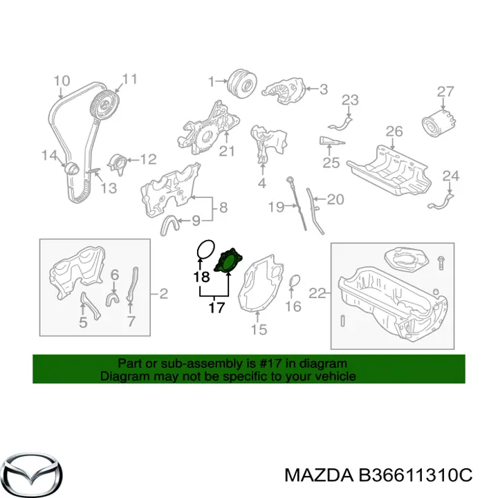 Купить B36611310C Mazda Сальник коленвала задний