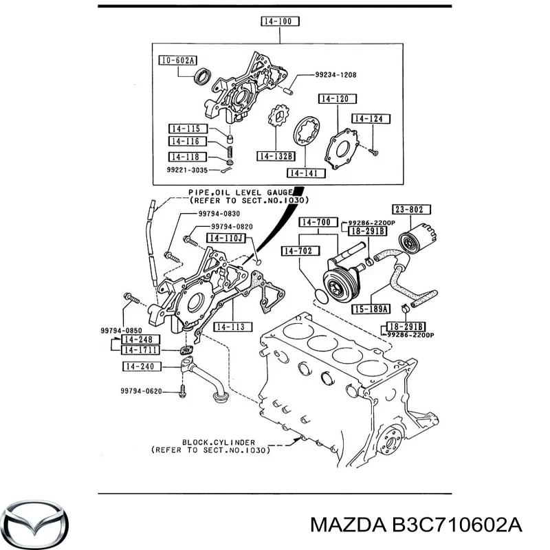B3C710602A Mazda vedação dianteira de cambota de motor