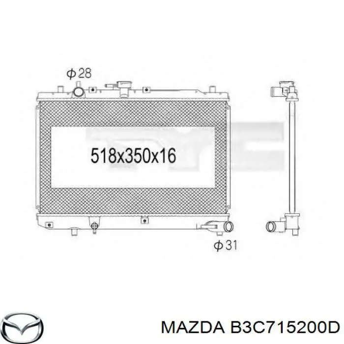 B3C715200D Mazda Радиатор основной