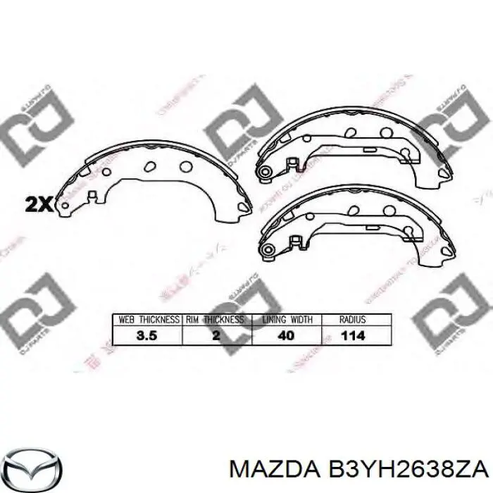 Колодки тормозные задние барабанные Mazda B3YH2638ZA