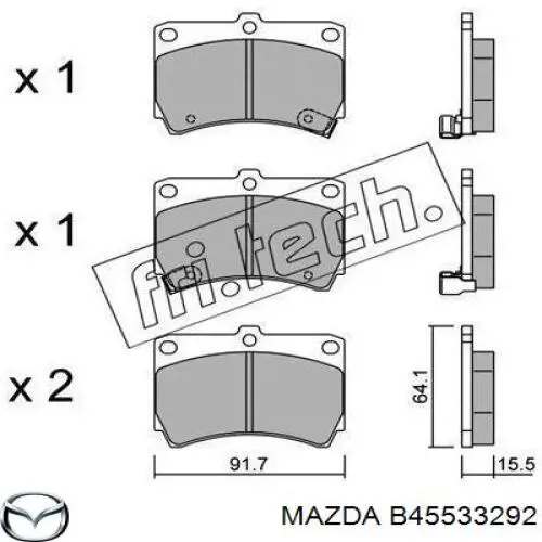 B45533292 Mazda колодки тормозные передние дисковые